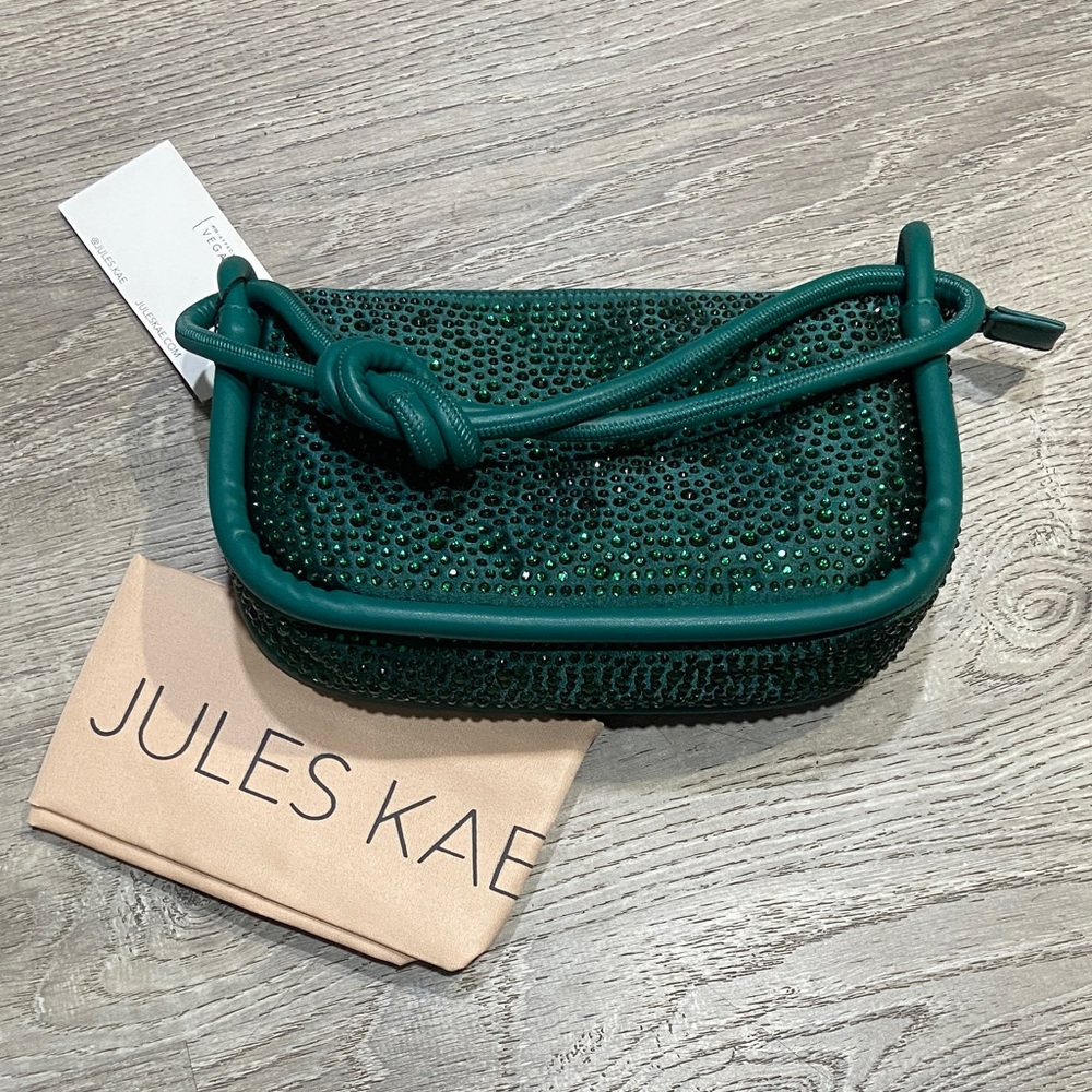 Jules Kae Green Crystal Embellished Clutch